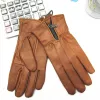 Genuine leather gloves for men, thickened sheepskin with warmth and thin fleece, Haining winter cycling Korean version finger gloves for men details Picture